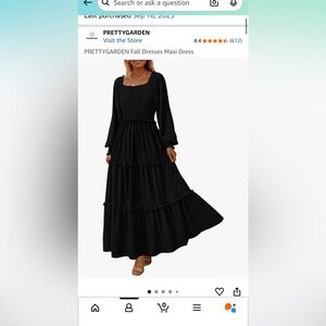 Pretty Garden Elegant Black Long Sleeve Dress